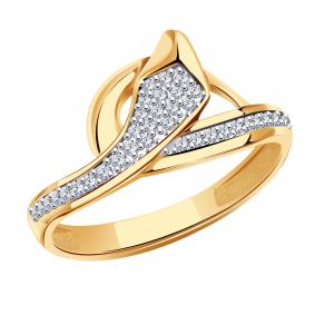 Золотое кольцо Символ года Змея Золотые узоры с цирконием 04-61-0291-00 04-61-0291-00 фото