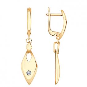 Золотые серьги Золотые узоры 04-62-0084-00 с цирконием 04-62-0084-00 фото