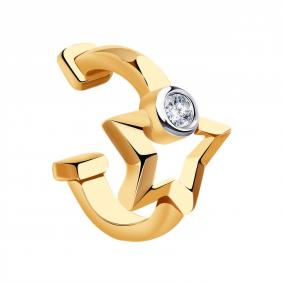 Одиночная серьга из золота Золотые узоры с фианитом 04-62-0283-00 04-62-0283-00 фото