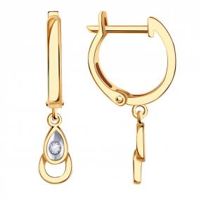 Золотые серьги Золотые узоры 04-62-0287-00 с цирконием 04-62-0287-00 фото