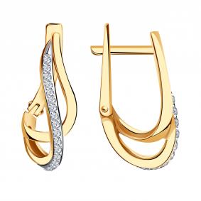 Золотые серьги Золотые узоры 04-62-0576-00 с цирконием 04-62-0576-00 фото