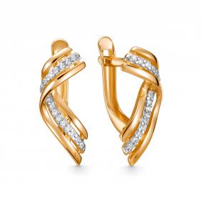 Золотые серьги Золотые узоры 04-62-0648-00 с цирконием 04-62-0648-00 фото