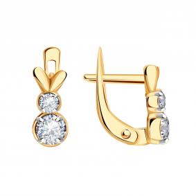 Золотые серьги Золотые узоры 04-62-0675-13 с цирконием 04-62-0675-13 фото