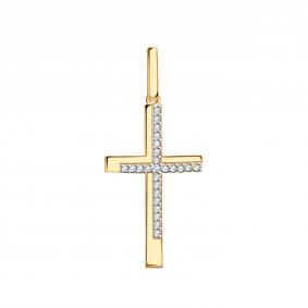 Золотая подвеска Золотые узоры 04-63-0174-01 с цирконием 04-63-0174-01 фото