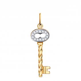 Золотая подвеска Золотые узоры 04-63-0207-00 с цирконием 04-63-0207-00 фото