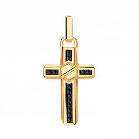 Золотая подвеска Золотые узоры 04-63-0372-04 с цирконием 04-63-0372-04 фото