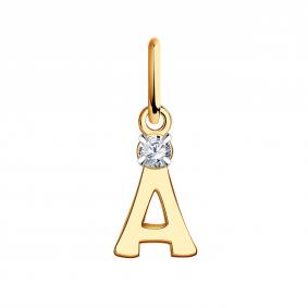 Золотая подвеска-буква А Золотые узоры с цирконием 04-63-0381-00 04-63-0381-00 фото