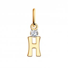 Золотая подвеска-буква Н Золотые узоры с цирконием 04-63-0383-00 04-63-0383-00 фото