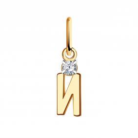 Золотая подвеска-буква И Золотые узоры с цирконием 04-63-0385-00 04-63-0385-00 фото