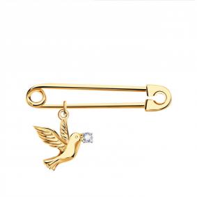 Золотая булавка Золотые узоры 04-64-0013-00 с цирконием 04-64-0013-00 фото