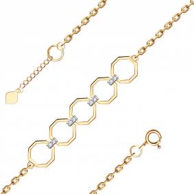 Золотой браслет Золотые узоры 04-68-0043-00 с цирконием 04-68-0043-00 фото