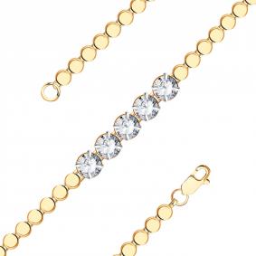 Золотой браслет Золотые узоры 04-68-0058-00 с цирконием 04-68-0058-00 фото