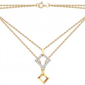 Золотое колье Золотые узоры 04-69-0082-00 с цирконием 04-69-0082-00 фото