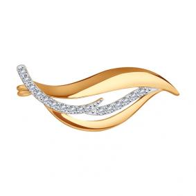 Золотая брошь SOKOLOV 040158 с фианитом 040158 фото