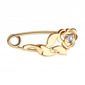 Золотая булавка SOKOLOV 040187 с фианитом 040187 фото
