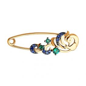 Золотая булавка SOKOLOV 040191 с фианитом 040191 фото