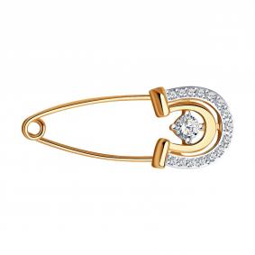 Золотая булавка SOKOLOV 040203 с фианитом 040203 фото