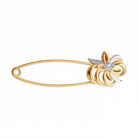 Золотая булавка SOKOLOV 040206 с фианитом 040206 фото