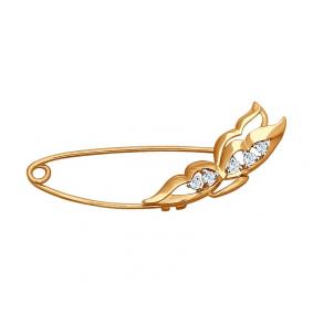 Золотая булавка SOKOLOV 040219 с фианитом 040219 фото