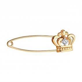 Золотая булавка SOKOLOV 040220 с фианитом 040220 фото