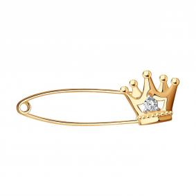 Золотая булавка SOKOLOV 040222 с фианитом 040222 фото