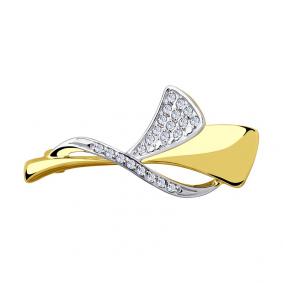 Брошь из лимонного золота SOKOLOV 040272-2 с фианитом 040272-2 фото