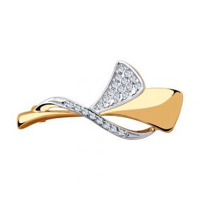 Золотая брошь SOKOLOV 040272 с фианитом 040272 фото