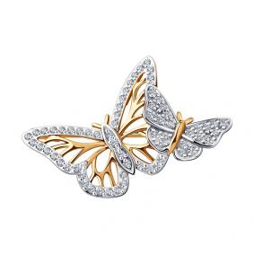 Золотая брошь SOKOLOV 040300 с фианитом 040300 фото