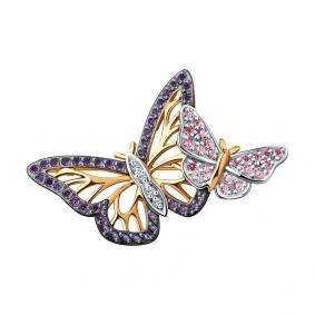 Золотая брошь SOKOLOV 040301 с фианитом 040301 фото