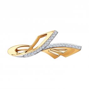 Золотая брошь SOKOLOV 040308 с фианитом 040308 фото