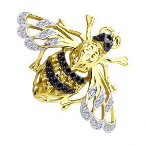 Брошь из лимонного золота SOKOLOV 040332-2 с фианитом 040332-2 фото