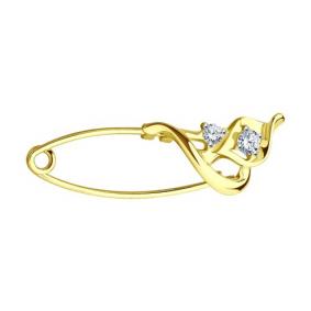 Булавка из лимонного золота SOKOLOV 040333-2 с фианитом 040333-2 фото