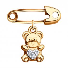 Золотая булавка SOKOLOV 040337 с фианитом 040337 фото