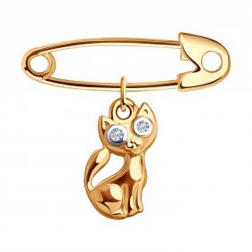 Золотая брошь-трансформер SOKOLOV с фианитом 040338 040338 фото