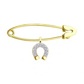 Брошь из лимонного золота SOKOLOV 040343-2 с фианитом 040343-2 фото