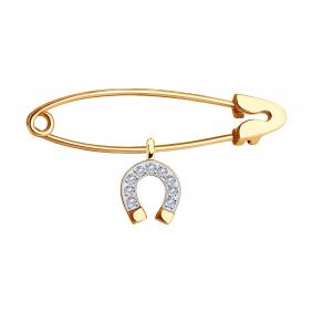 Золотая булавка SOKOLOV 040343 с фианитом 040343 фото