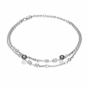Серебряный браслет Platina 05-0593-00-302-0200-69 с фианитом и жемчугом 05-0593-00-302-0200-69 фото