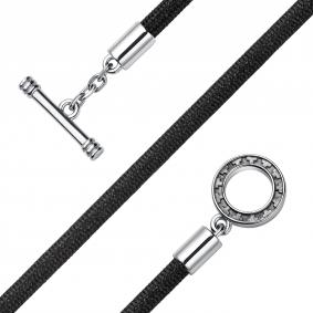 Текстильный шнурок с декоративным элементом из серебра АЛЬКОР 05-2830/0000-17 05-2830/0000-17 фото