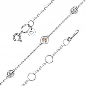 Серебряный браслет АЛЬКОР с золотой накладкой и бриллиантом 05-3525/000Б-00 05-3525/000Б-00 фото