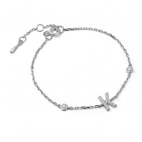 Серебряный браслет-буква К АЛЬКОР с фианитом 05-4389/00СВ-00 05-4389/00СВ-00 фото