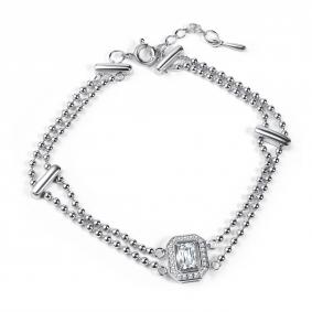 Серебряный браслет АЛЬКОР 05-5029/00ГХ-00 с фианитом и горным хрусталём 05-5029/00ГХ-00 фото