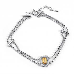 Серебряный браслет АЛЬКОР 05-5029/00ЦТ-00 с фианитом и цитрином 05-5029/00ЦТ-00 фото