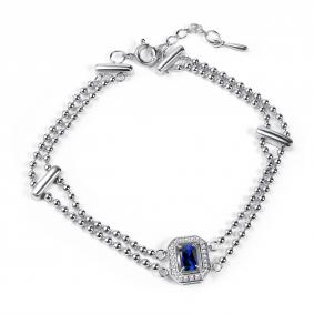 Серебряный браслет АЛЬКОР 05-5029/0ГТС-00 с фианитом и гидротермальным сапфиром 05-5029/0ГТС-00 фото