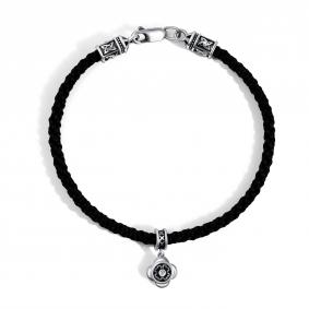 Текстильный шнурок с декоративным элементом из серебра АЛЬКОР с фианитом 05-5324/00КЦ-09 05-5324/00КЦ-09 фото