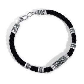 Текстильный шнурок с декоративным элементом из черненого серебра Святитель Николай Чудотворец АЛЬКОР 05-5561/0000-09 05-5561/0000-09 фото