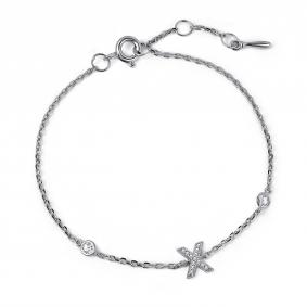 Серебряный браслет-буква Х АЛЬКОР с фианитом 05-5882/00СВ-00 05-5882/00СВ-00 фото