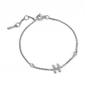 Серебряный браслет-буква Н АЛЬКОР с фианитом 05-5883/00СВ-00 05-5883/00СВ-00 фото