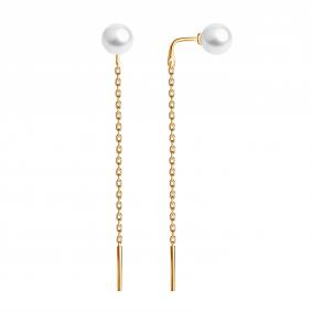 Золотые серьги Золотые узоры 05-62-0034-50 с жемчугом 05-62-0034-50 фото