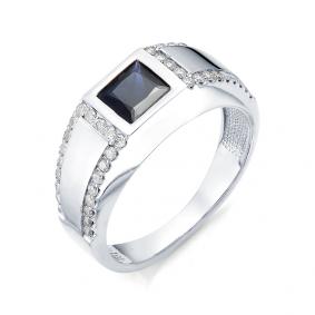 Кольцо из белого золота Мастер Бриллиант 05M1-104-159-02 с бриллиантом и сапфиром 05M1-104-159-02 фото