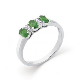 Кольцо из белого золота Мастер Бриллиант 05M1-104-218-01 с бриллиантом и изумрудом 05M1-104-218-01 фото